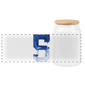 NO. 5 NUMBER 5 BLUE WHITE 5TH BIRTHDAY - Panoramic Cookie Jar with Wooden Lid - white - Front