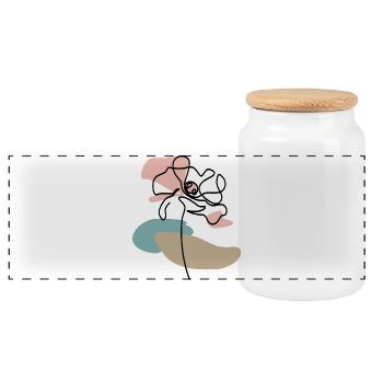 Abstrakte Mohnblume Poppies line art Farbklecks - Panorama Keksdose mit Holzdeckel - Weiß - Vorne