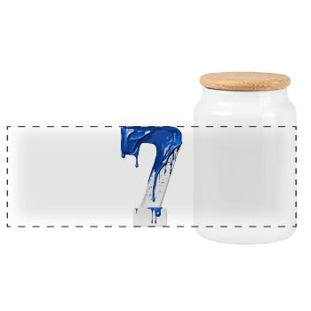 NO. 7 NUMBER 7 BLUE WHITE 7TH BIRTHDAY - Panoramic Cookie Jar with Wooden Lid - white - Front
