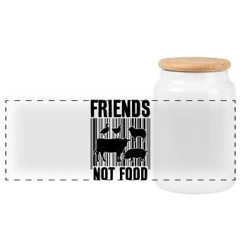 FRIENDS NOT FOOD VEGAN VEGANER - Panorama Keksdose mit Holzdeckel - Weiß - Vorne