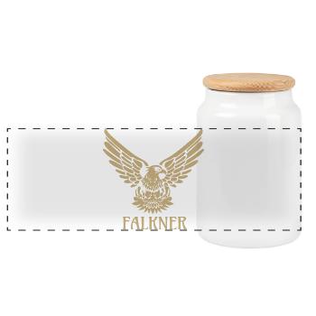 Falkner Falke Adler Greifvogel Falknerei Geschenk - Panorama Keksdose mit Holzdeckel - Weiß - Vorne