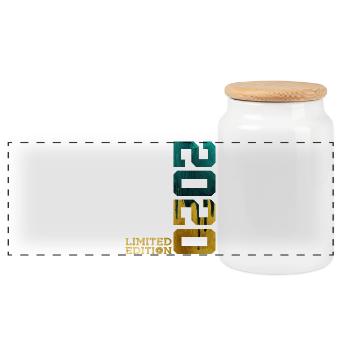 6TH BIRTHDAY LIMITED EDITION 2020 - Panoramic Cookie Jar with Wooden Lid - white - Front