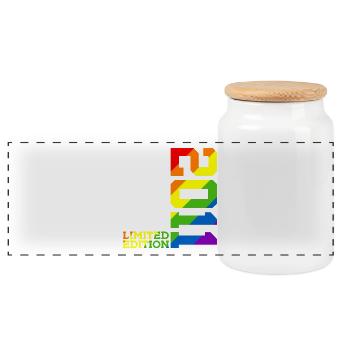 LGBTQ 2011 RAINBOW QUEER 14TH BIRTHDAY PRIDE - Panoramic Cookie Jar with Wooden Lid - white - Front