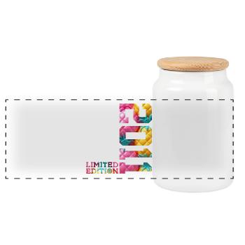 15TH BIRTHDAY LIMITED EDITION 2011 - Panoramic Cookie Jar with Wooden Lid - white - Front