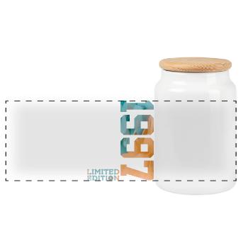 29TH BIRTHDAY LIMITED EDITION 1997 - Panoramic Cookie Jar with Wooden Lid - white - Front