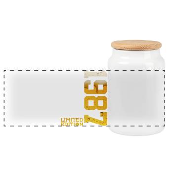 LIMITED EDITION 1987 BEER 39TH BIRTHDAY - Panoramic Cookie Jar with Wooden Lid - white - Front