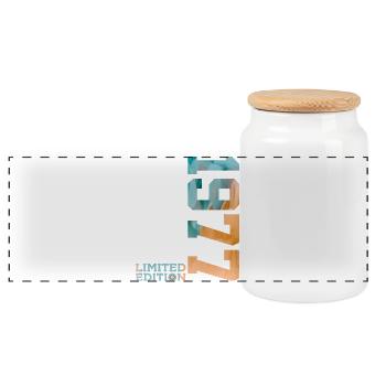 49TH BIRTHDAY LIMITED EDITION 1977 - Panoramic Cookie Jar with Wooden Lid - white - Front