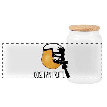 cosi fan tutti versus frutti - Souvenir von Mozart - Panorama Keksdose mit Holzdeckel - Weiß - Vorne