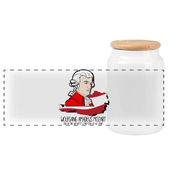 Wolfgang Amadeus Mozart - greatest composer - Panorama Keksdose mit Holzdeckel - Weiß - Vorne