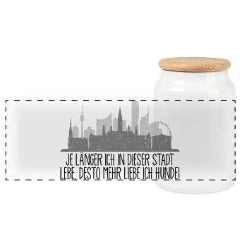 je länger ich in Wien lebe, desto mehr liebe Hunde - Panorama Keksdose mit Holzdeckel - Weiß - Vorne
