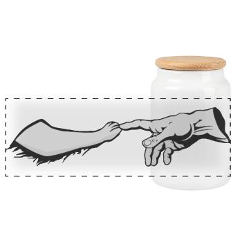 Gott, ein Hund und Michelangelo - Panorama Keksdose mit Holzdeckel - Weiß - Vorne
