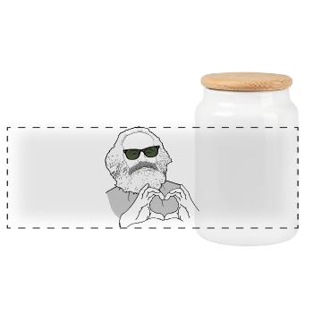 Karl Marx Hände bilden ein Herz Marxisten - Panorama Keksdose mit Holzdeckel - Weiß - Vorne