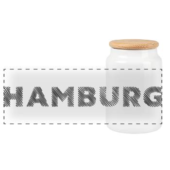 Hamburg German City Hatching lettering - Panoramic Cookie Jar with Wooden Lid - white - Front