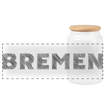 Bremen Germany Hanseatic City Hatching lettering - Panoramic Cookie Jar with Wooden Lid - white - Front