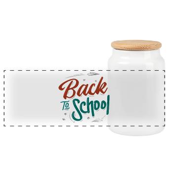 Back to school - Panoramic Cookie Jar with Wooden Lid - white - Front