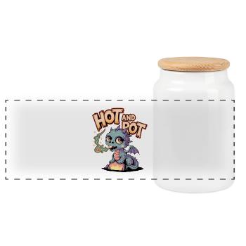 Hot And Rot - Panoramic Cookie Jar with Wooden Lid - white - Front