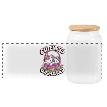 Cuteness Over-Loaded - Panoramic Cookie Jar with Wooden Lid - white - Front