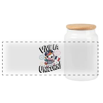Vive La Licorne ! - Boîte à biscuits avec couvercle en bois - blanc - Devant