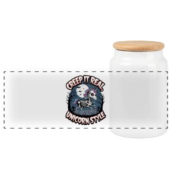 Creep It À la manière d’une vraie licorne - Boîte à biscuits avec couvercle en bois - blanc - Devant