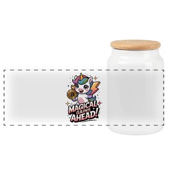 Magical Gains Ahead! - Panoramic Cookie Jar with Wooden Lid - white - Front