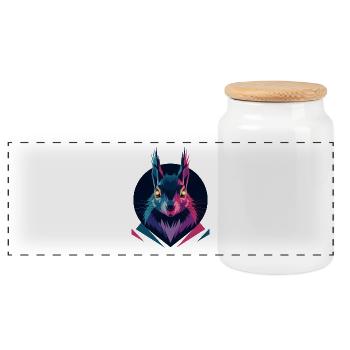 Low-poly Squirrel - Panoramic Cookie Jar with Wooden Lid - white - Front