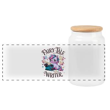 Fairy Tale Writer - Panoramic Cookie Jar with Wooden Lid - white - Front