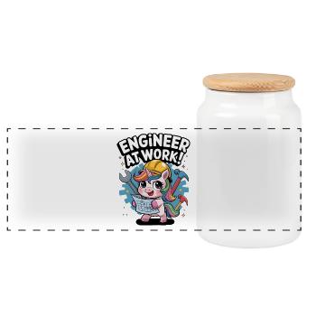 Engineer At Work! - Panoramic Cookie Jar with Wooden Lid - white - Front