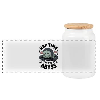 Nap Time In The Abyss - Panoramic Cookie Jar with Wooden Lid - white - Front