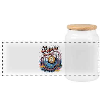 The Crypto Ride - Panoramic Cookie Jar with Wooden Lid - white - Front