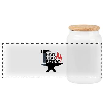 Heat, Beat, Repeat - Panoramic Cookie Jar with Wooden Lid - white - Front
