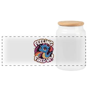 Feeling Fired Up - Panoramic Cookie Jar with Wooden Lid - white - Front