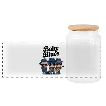 Baby Blues - Panoramic Cookie Jar with Wooden Lid - white - Front