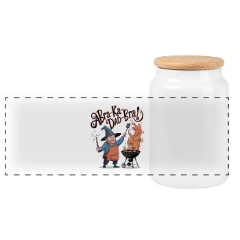 AbraKa-Dad-Bra! - Panoramic Cookie Jar with Wooden Lid - white - Front