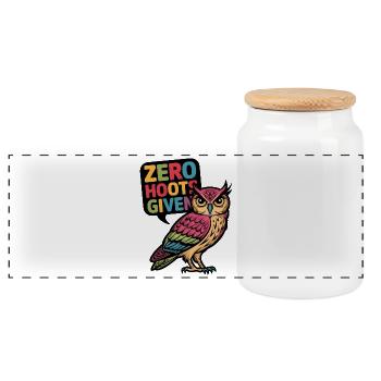 Zero Hoots Given - Panoramic Cookie Jar with Wooden Lid - white - Front