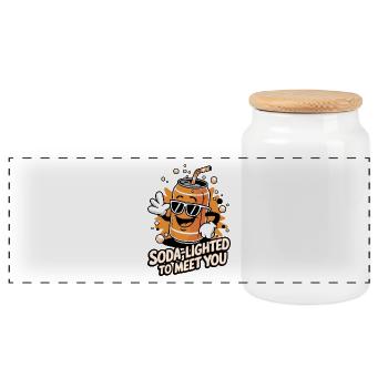 Soda-Lighted To Meet You - Panoramic Cookie Jar with Wooden Lid - white - Front