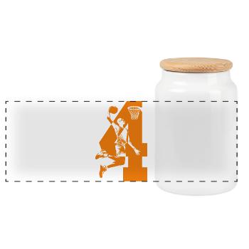 NUMBER 4 BASKETBALL 4TH BIRTHDAY - Panoramic Cookie Jar with Wooden Lid - white - Front