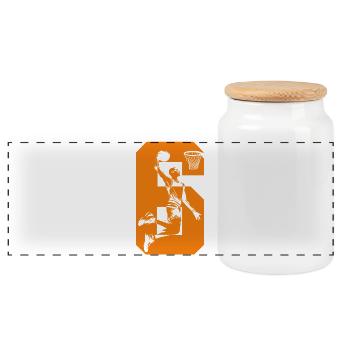 NUMBER 6 BASKETBALL 6TH BIRTHDAY - Panoramic Cookie Jar with Wooden Lid - white - Front