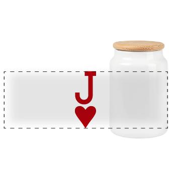 Poker Playing Card - Heart Jack - Panoramic Cookie Jar with Wooden Lid - white - Front