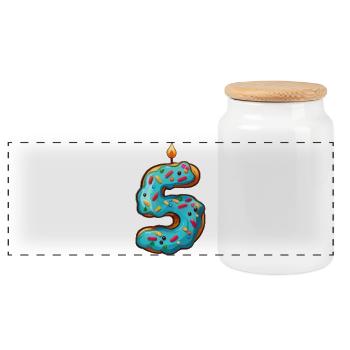 GÂTEAU NUMÉRO 5 SWEET 5ÈME ANNIVERSAIRE - Boîte à biscuits avec couvercle en bois - blanc - Devant
