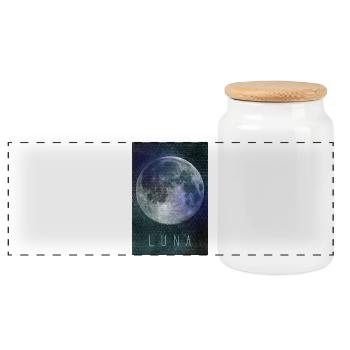 LUNA - Panoramic Cookie Jar with Wooden Lid - white - Front