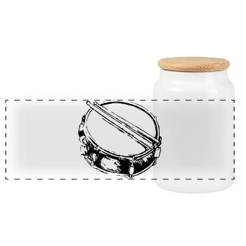 Snare - Drum - Percussion - Music - Panoramic Cookie Jar with Wooden Lid - white - Front