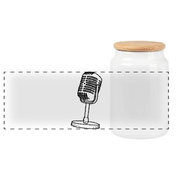 Microphone - Retro - drawn - Panoramic Cookie Jar with Wooden Lid - white - Front