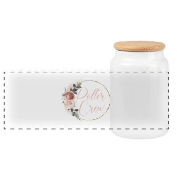 Polter Crew! Blumen Bouquet Boho Kranz - Panorama Keksdose mit Holzdeckel - Weiß - Vorne