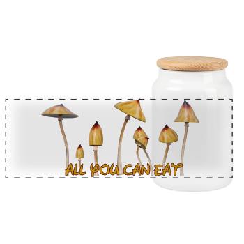 Magic Mushrooms Zauberpilze Psylos Pilze Party Fun - Panoramic Cookie Jar with Wooden Lid - white - Front