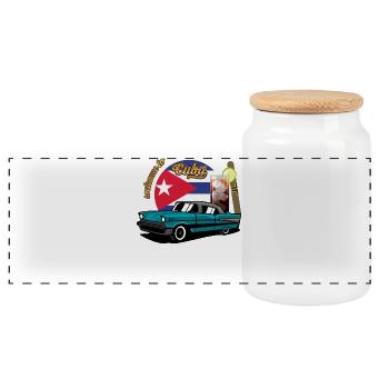 Cuba Cigar Car Rum Libre Havana Souvenir retro - Panoramic Cookie Jar with Wooden Lid - white - Front