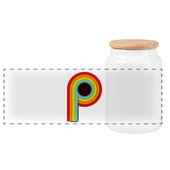 Retro Design Stripes P - Panoramic Cookie Jar with Wooden Lid - white - Front