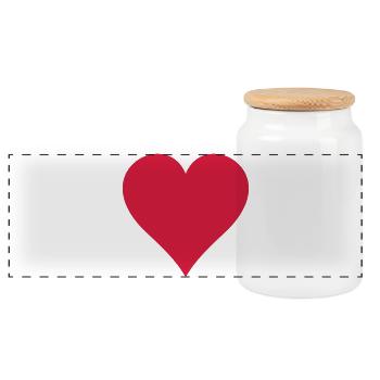heart - Panoramic Cookie Jar with Wooden Lid - white - Front