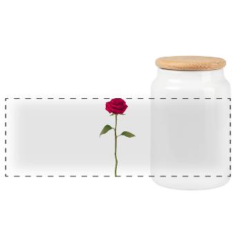 Rose - Panoramic Cookie Jar with Wooden Lid - white - Front