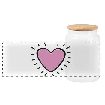 Pastel Pink Heart Radiant Charm - Panoramic Cookie Jar with Wooden Lid - white - Front