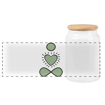 Mint Heart Infinity Emblem - Panoramic Cookie Jar with Wooden Lid - white - Front